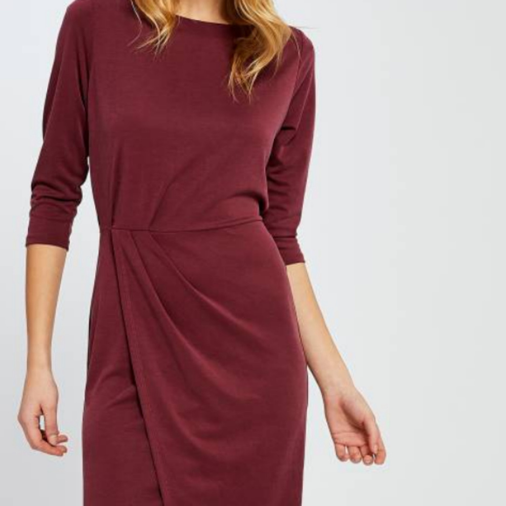 Gentle Fawn Draped Back Cranberry Dress